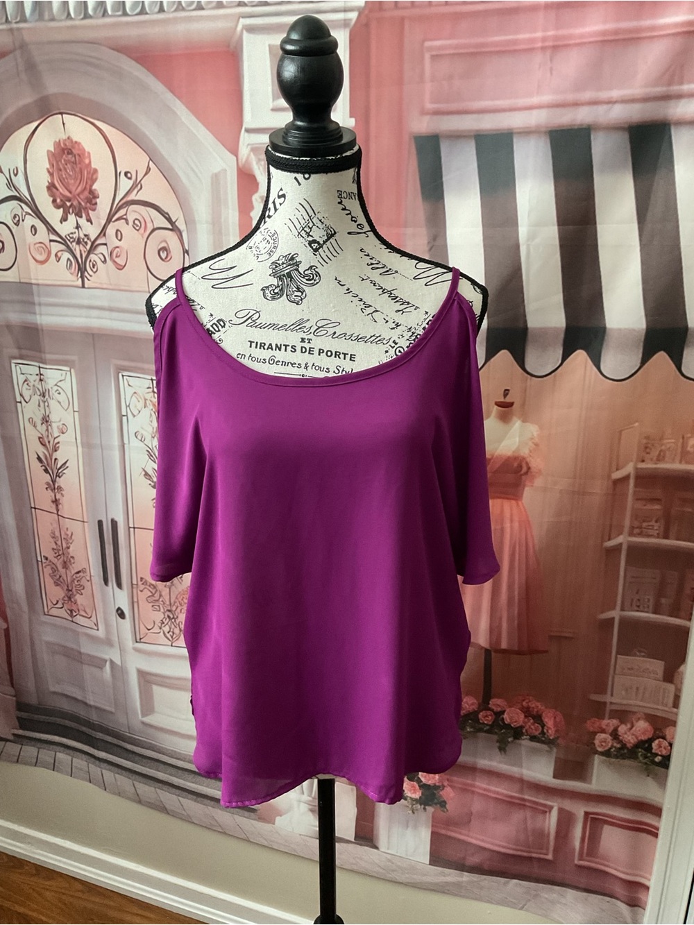 Eclipse Magenta Cold-Shoulder Camisole Top